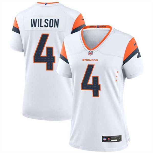 Womens Denver Broncos #4 Zach Wilson White 2024 Stitched Jersey Dzhi